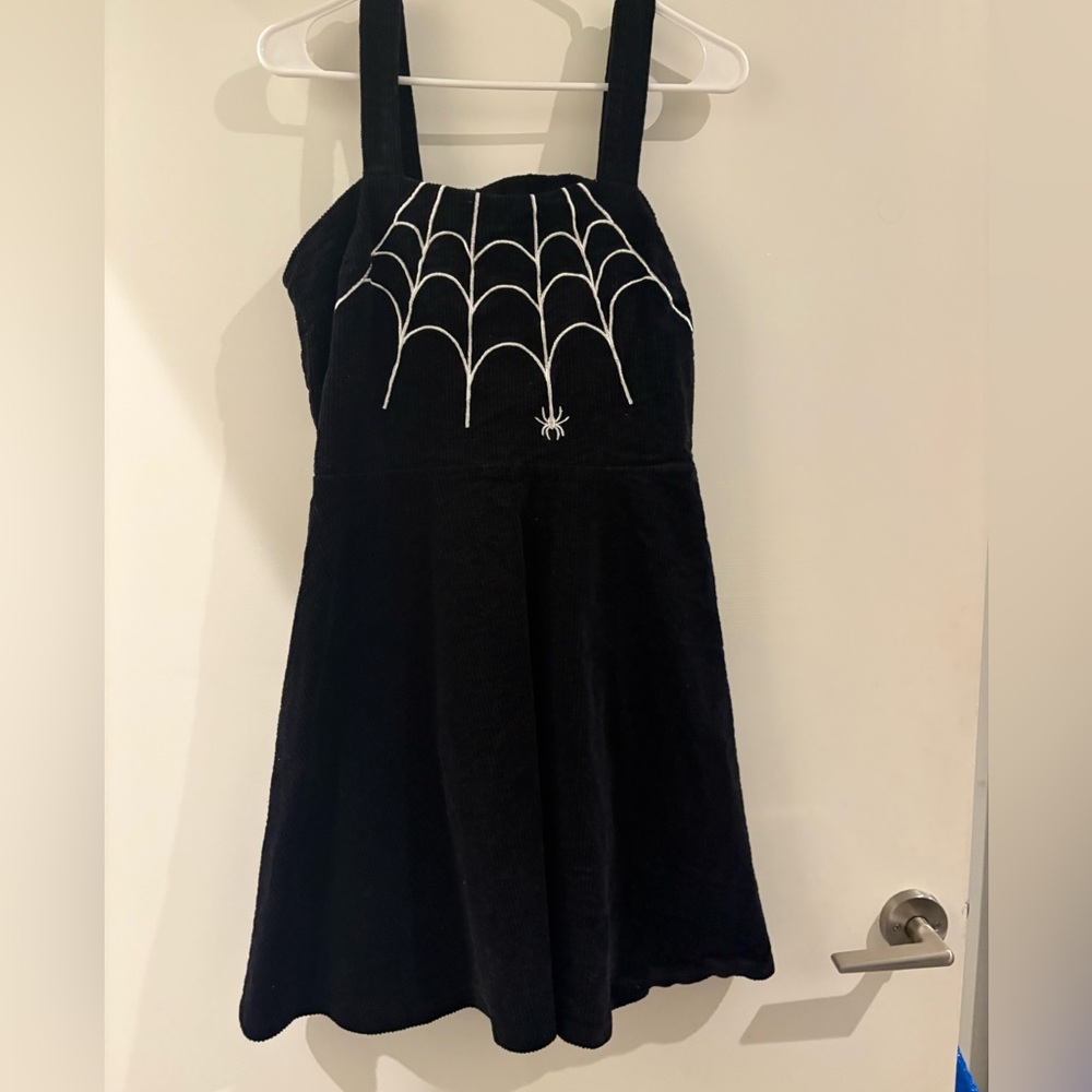 Black and White Halloween Dress with Spider Web Design